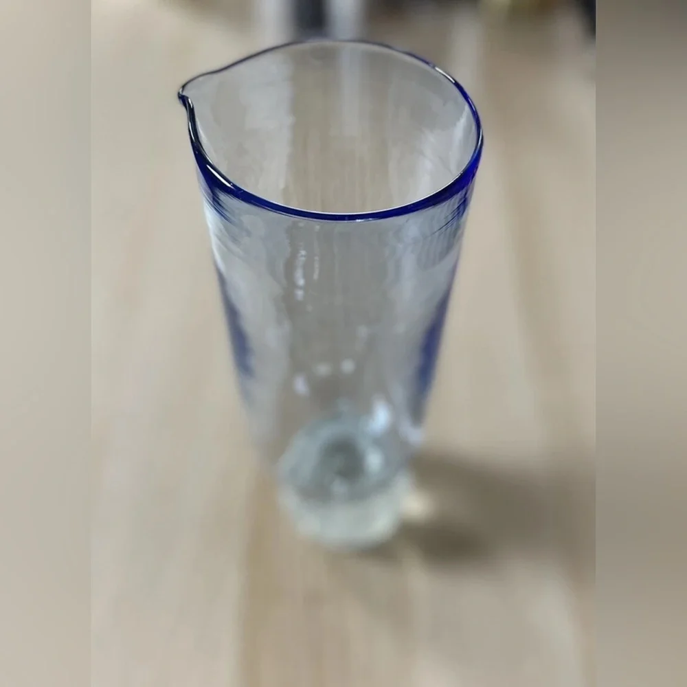 NEW MISETTE Bubble Glass Pitcher In Blue $250 Handblown Glass Made In Brooklyn